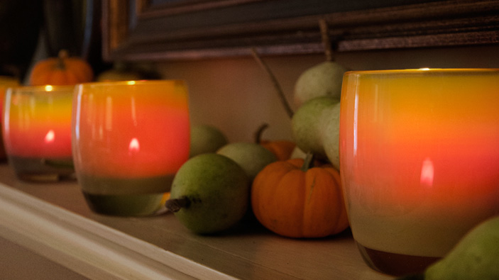 Images of orange glass candles