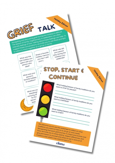 Grief talk over the holidays worksheets