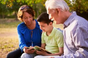 a child and his grandparents