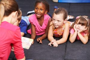 students participating in a classroom exercise