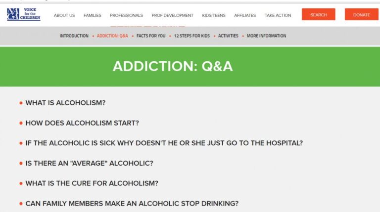 National Association for Children of Alcoholics just for kids screen grab