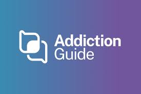 Addiction guide logo on blue and purple background