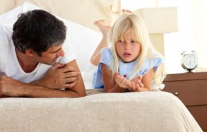 A father and daughter having a discussion