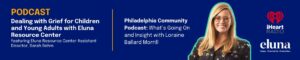 Sarah Behm on iHeartRadio podcast discussing dealing with grief for children