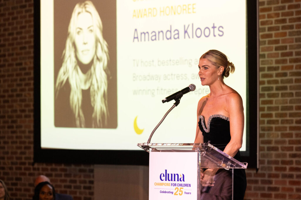 amanda kloots speaks at eluna's champion for children 2025 fundraiser
