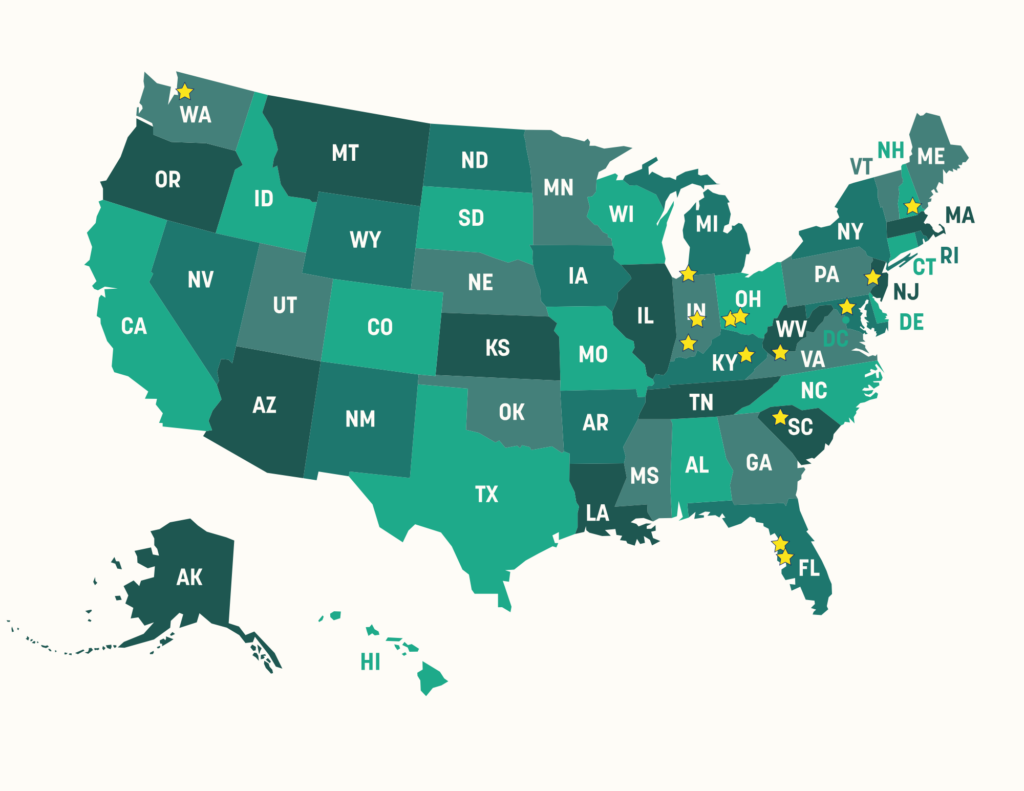 Map of all Camp Mariposa locations